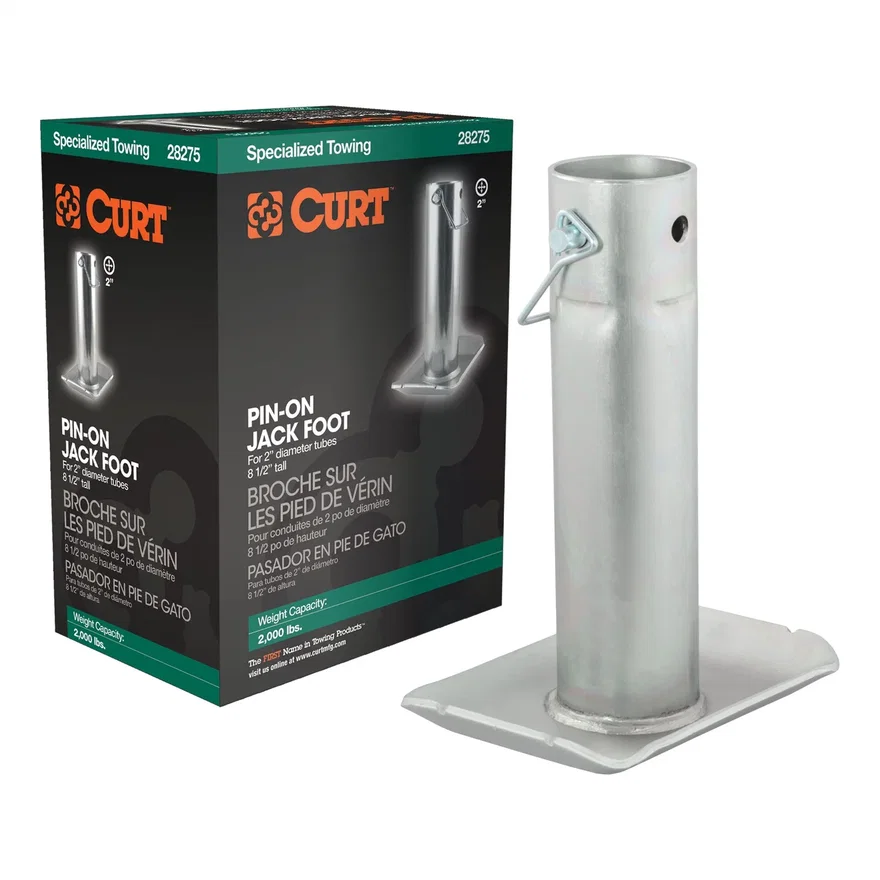 Pin-On Jack Foot (Fits 2in. Tube; 2;000 lbs; 8-1/2in. Height; Packaged)