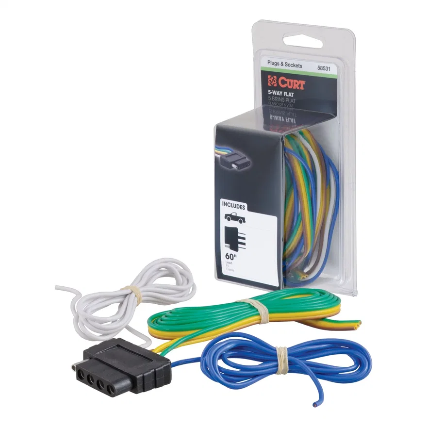 5-Way Flat Connector Socket with 60in. Wires (Vehicle Side; Packaged)