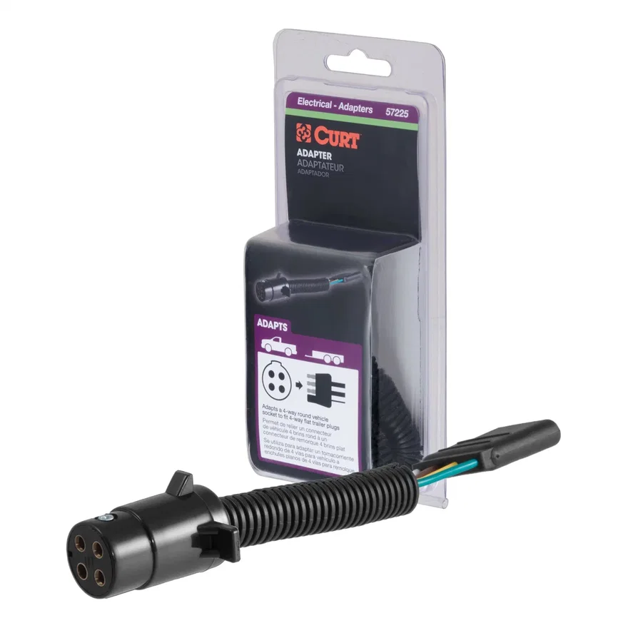 Electrical Adapter (4-Way Round Vehicle to 4-Way Flat Trailer; Packaged)