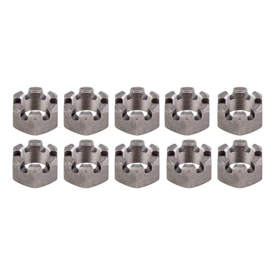 6-Slot Castle Spindle Nut; 10;000-lb. Axles; 1-1/2in.-12 Thread Size; 10 Pack
