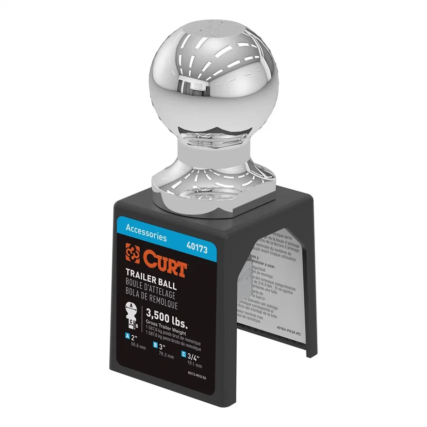2in. Trailer Ball (3/4in. x 3in. Shank; 3;500 lbs.; Chrome; Packaged)