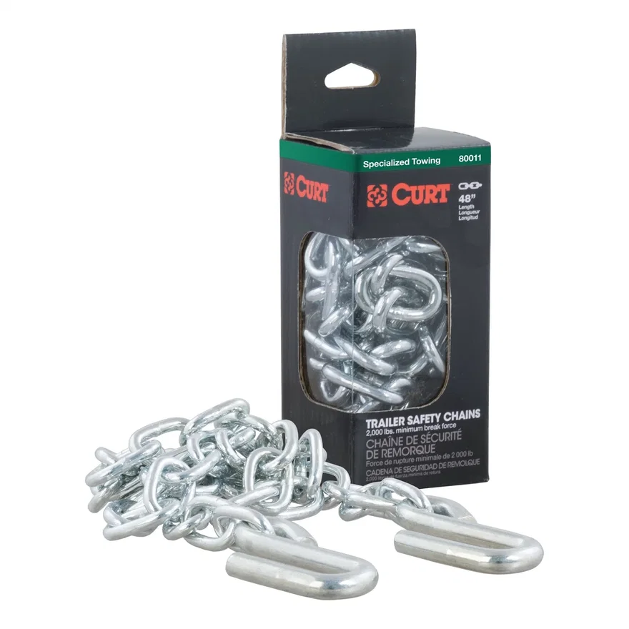 48in. Safety Chain with 2 S-Hooks (2;000 lbs; Clear Zinc; Packaged)