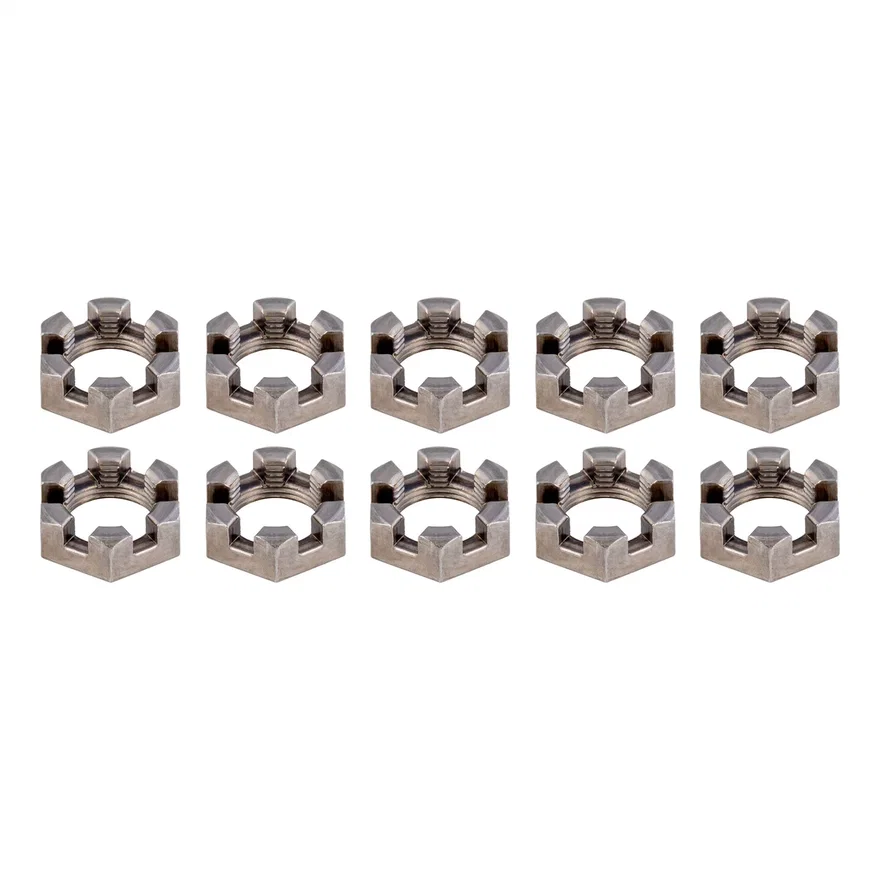 6-Slot Castle Spindle Nut; 3;500-8;000-lb. Axles; 1in.-14 Thread Size; 10 Pack