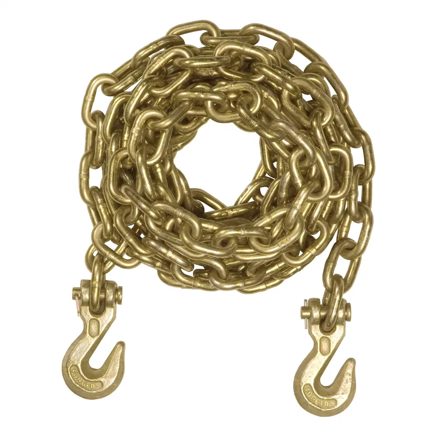 16ft. Transport Binder Safety Chain with 2 Clevis Hooks (18;800 lbs; Yellow Zinc