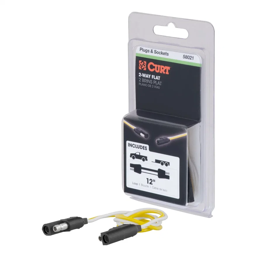 2-Way Flat Connector Plug/Socket with 12in. Wires (Packaged)