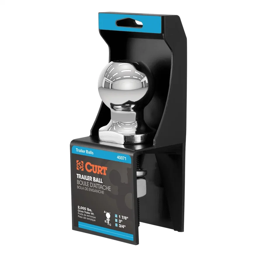 1-7/8in. Trailer Ball (3/4in. x 3in. Shank; 2;000 lbs.; Chrome; Packaged)