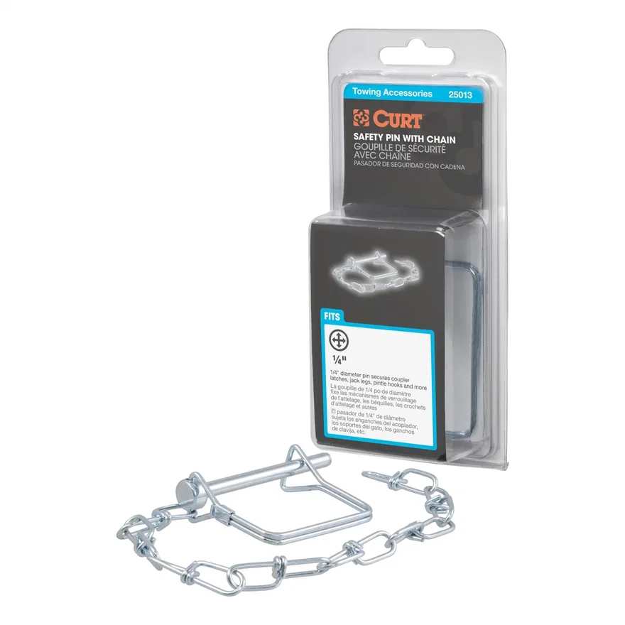 1/4in. Safety Pin with 12in. Chain (2-3/4in. Pin Length; Packaged)
