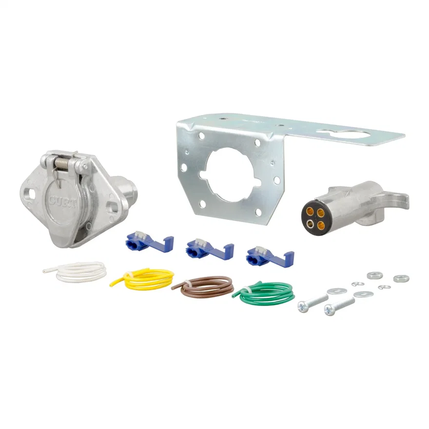 4-Way Round Connector Plug/Socket with Hardware (Packaged)