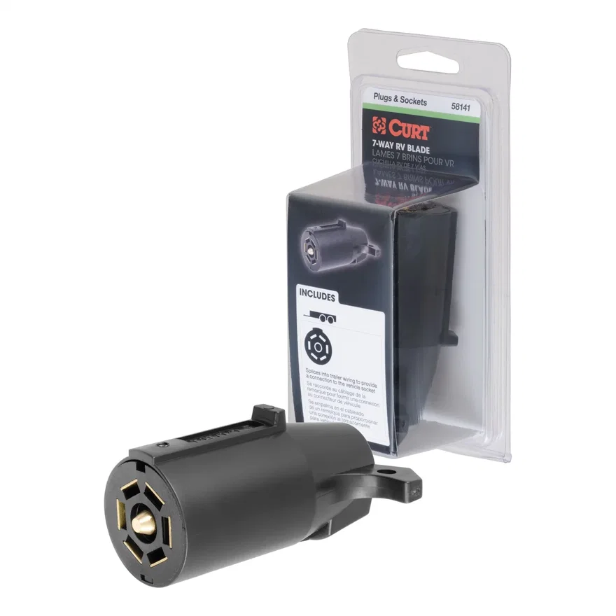 7-Way RV Blade Connector Plug (Trailer Side; Black Plastic; Packaged)