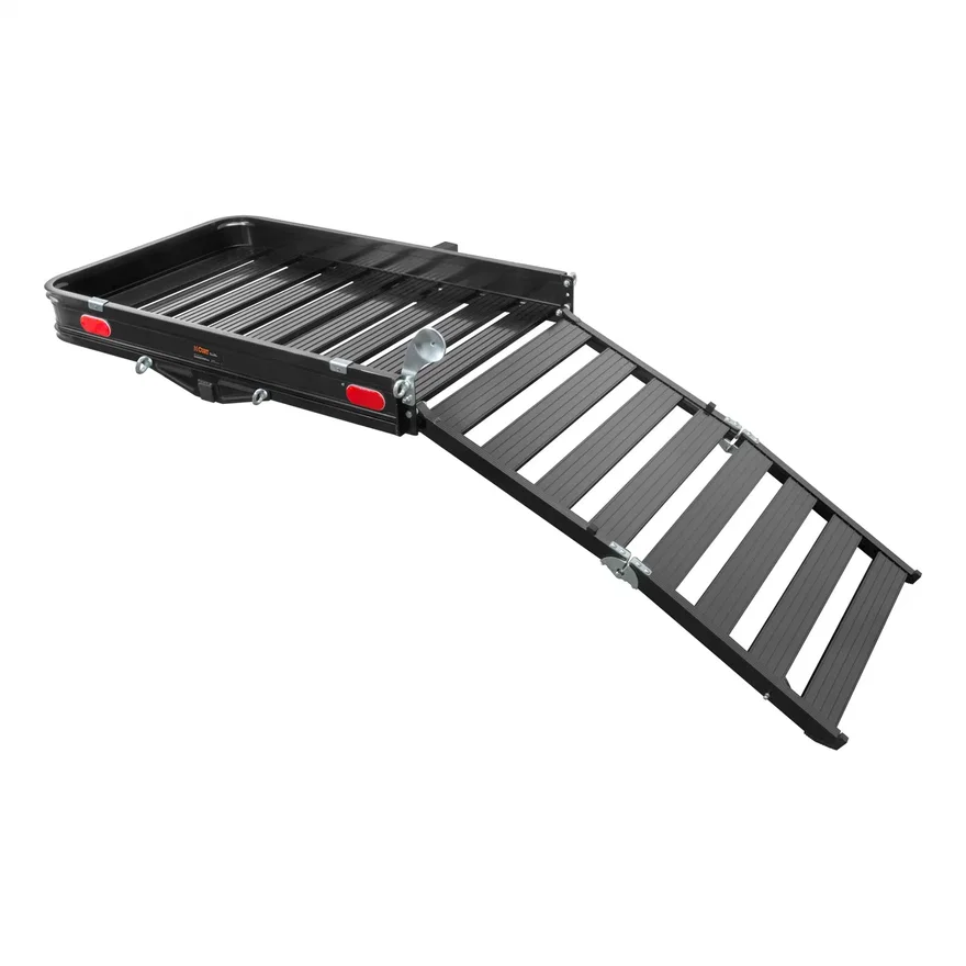 50in. x 30in. Black Aluminum Hitch Cargo Carrier with Ramp (Folding 2in. Shank)