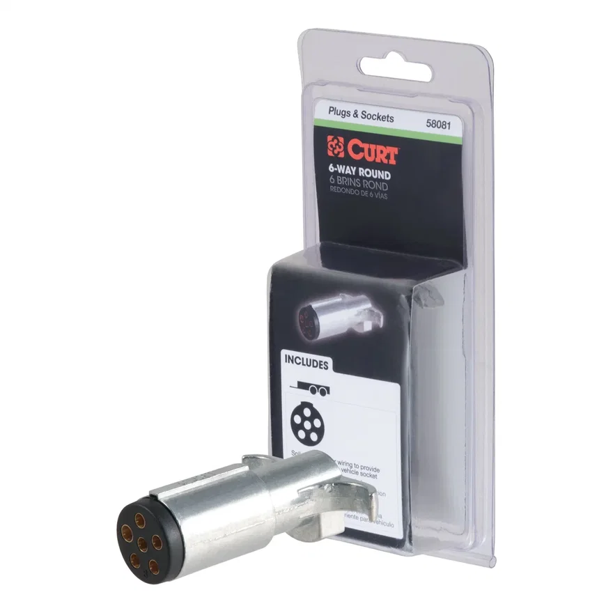 6-Way Round Connector Plug (Trailer Side; Packaged)