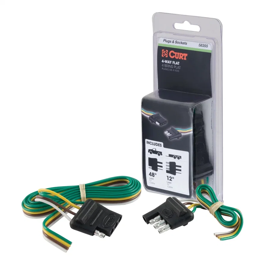 4-Way Flat Connector Plug/Socket with 12in./48in. Wires (Packaged)