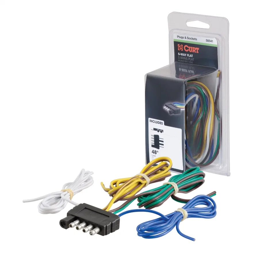 5-Way Flat Connector Plug with 48in. Wires (Trailer Side; Packaged)