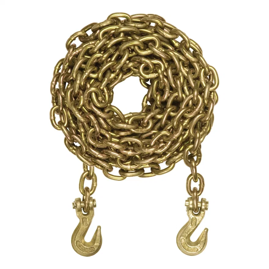 25ft. Transport Binder Safety Chain with 2 Clevis Hooks (18;800 lbs; Yellow Zinc