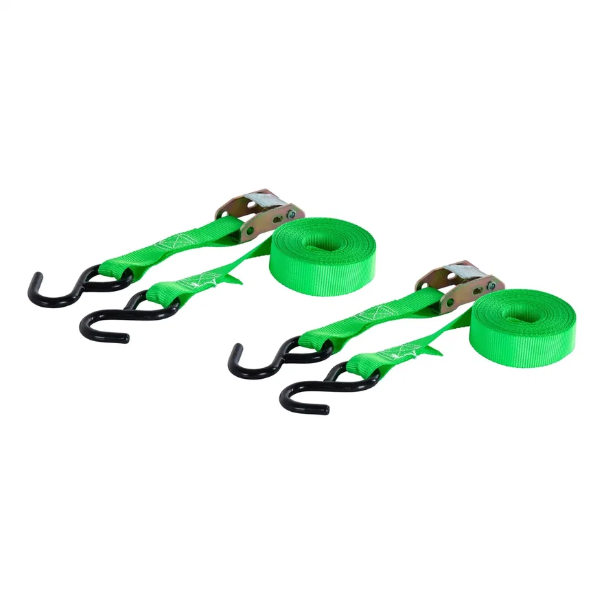 15ft. Dark Green Cargo Straps with S-Hooks (300 lbs; 2-Pack)