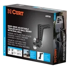 Deep-Drop Adjustable Trailer Hitch Ball Mount with Dual Ball; 2in. Shank; 15K image 2