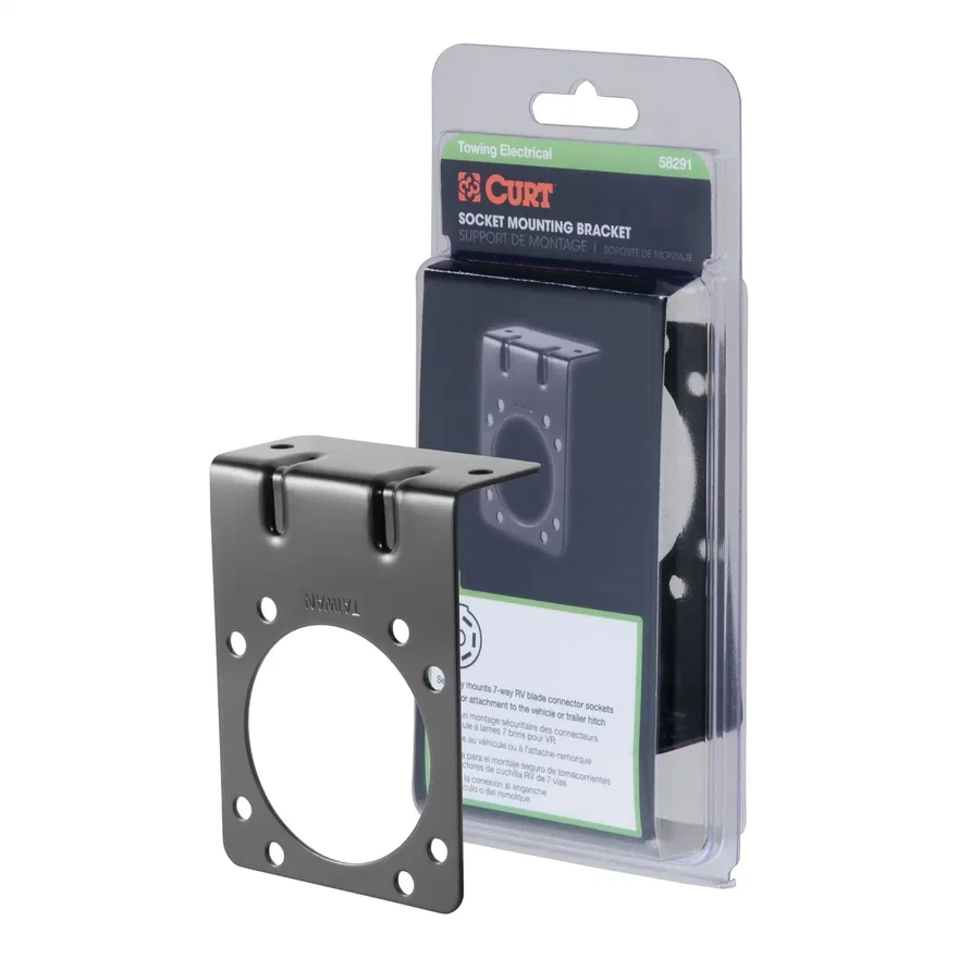 Connector Mounting Bracket for 7-Way RV Blade (Black; Packaged)