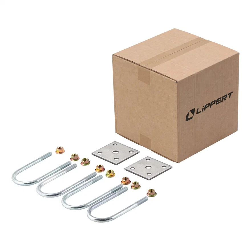 Trailer Axle U-Bolt Mounting Kit; 2;200-lb. Axles; 1-3/4in. Axle Tube; 3/8in.-24