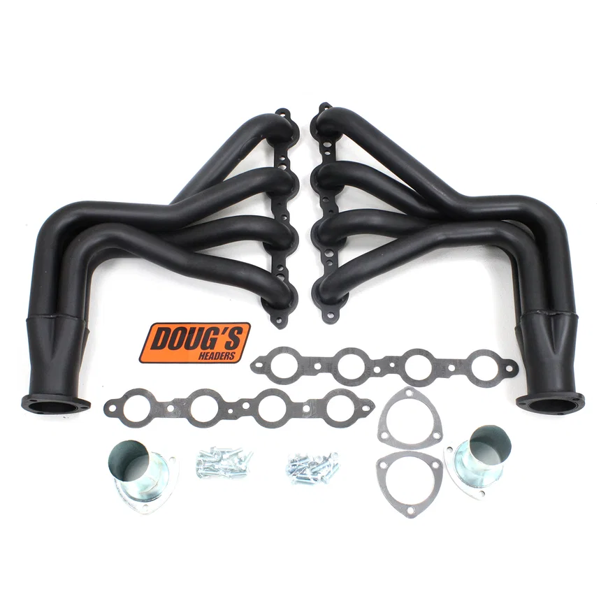 Long Tube Header Various Models 4.8-6.2 LS Engine Swap Mustang II Suspension 1 3/4" Primary 3" Collector Black Hi Temp Coated