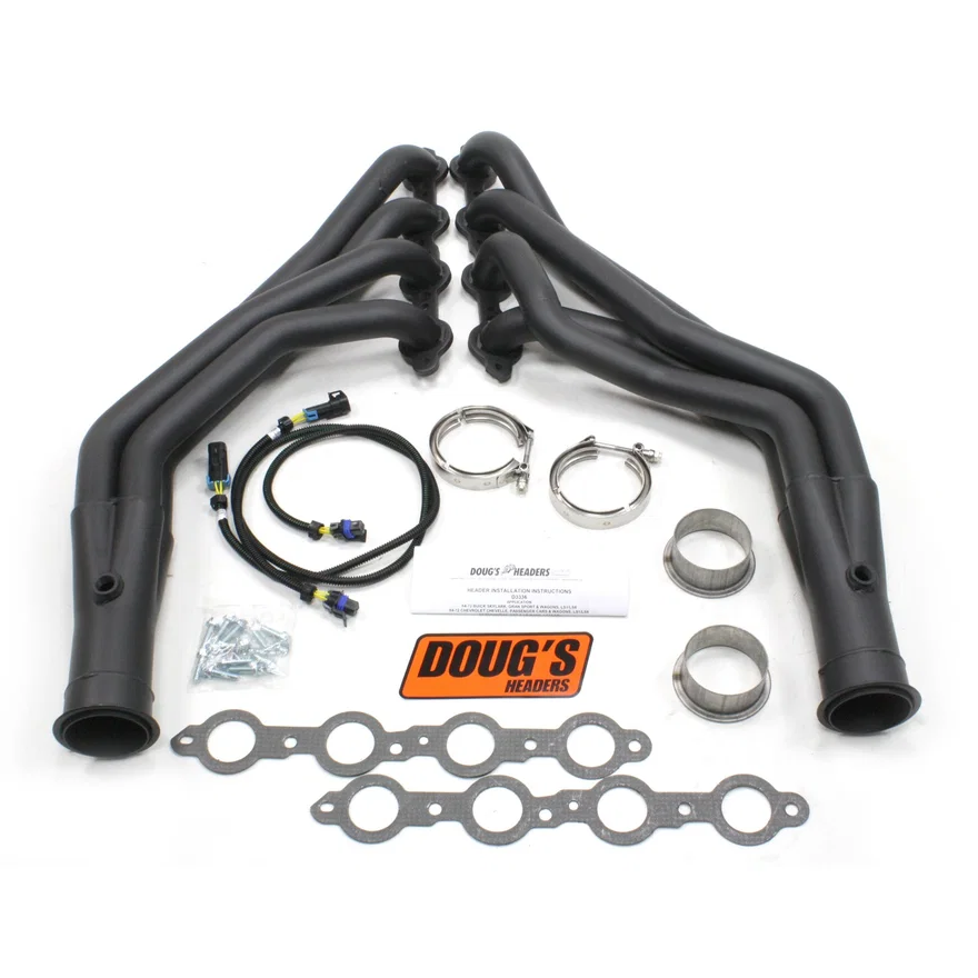Long Tube Header 64-72 GM A Body 4.8-6.2L LS Engine Swap 1 3/4" Primary 3" Collector Black Hi Temp Coated