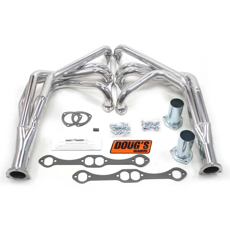 Long Tube Header 55-62 Corvette 265-400 SBC 1 5/8" Primary 2 1/2" Collector Silver Ceramic Coated