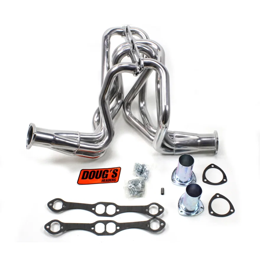 Long Tube Header 58-64 Chevy 348-409 W Block 1 5/8" Primary 3" Collector Silver Ceramic Coated