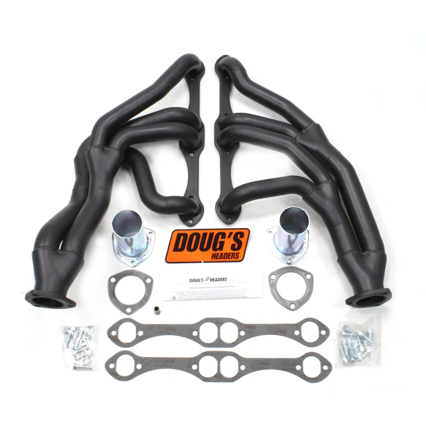 Long Tube Header 62-67 Nova 265-400 SBC 1 5/8-2" Primary 2 1/2" Collector Black Hi Temp Coated for Chevrolet Chevy II