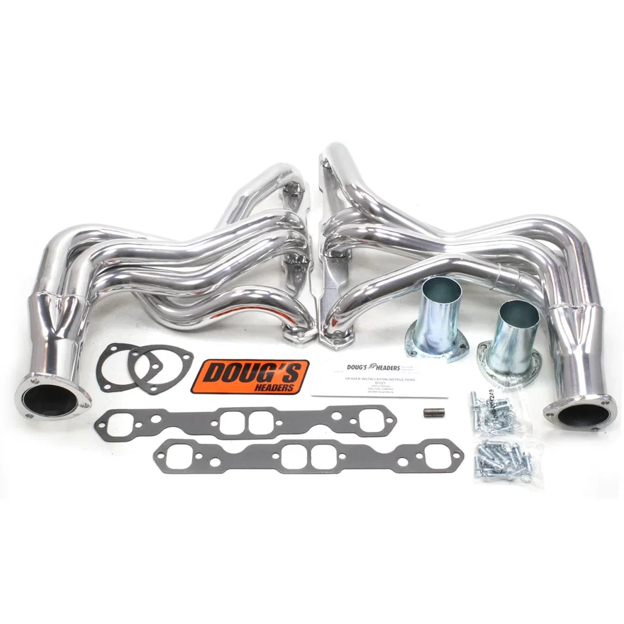 Long Tube Header 82-92 GM F Body 265-400 SBC 1 3/4" Primary 3" Collector Silver Ceramic Coated