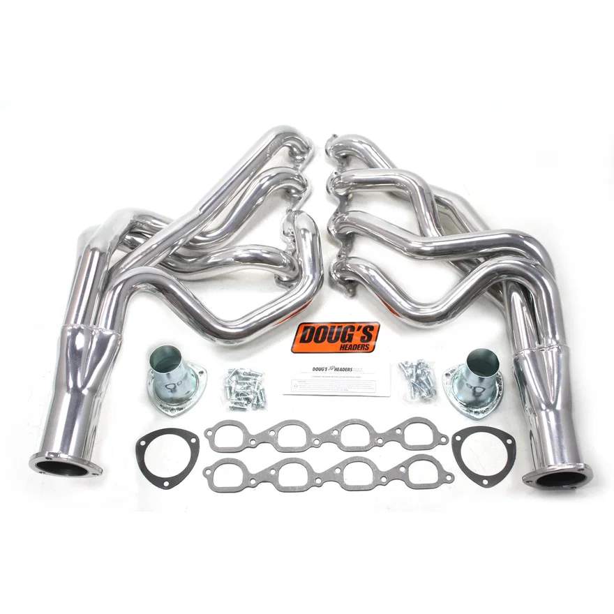 Long Tube Header 67-69 F Body/68-74 X Body 572 BBC, 10.2" Tall deck W/O EGR/A.I.R. 2 1/8" Primary 3 1/2" Collector Silver Ceramic Coated