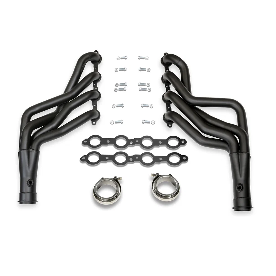 Long Tube Header 64-67 GM A Body 4.8-6.2L LS Engine Swap 1 7/8" Primary 3" Collector Black Hi Temp Coated