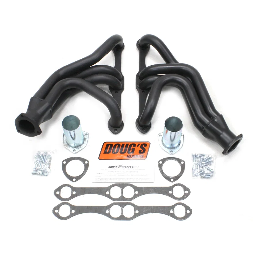 Mid Length Header 55-57 Chevy 265-400 SBC 1 5/8" Primary 2 1/2" Collector Black Hi Temp Coated