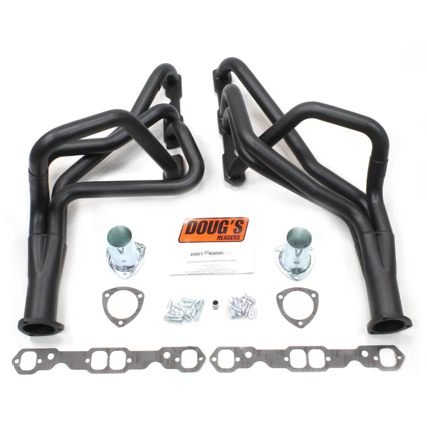 Long Tube Header 78-87 GM G Body 265-400 SBC 1 3/4" Primary 3" Collector Black Hi Temp Coated for Chevrolet
