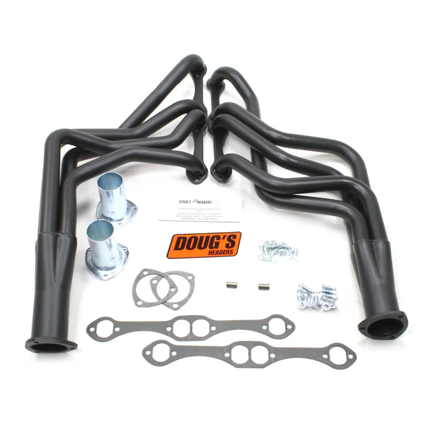 Long Tube Header 67-77 GM F, G, & A Body 265-400 SBC Non Cat, no EGR or A.I.R. 1 5/8" Primary 3" Collector Black Hi Temp Coated
