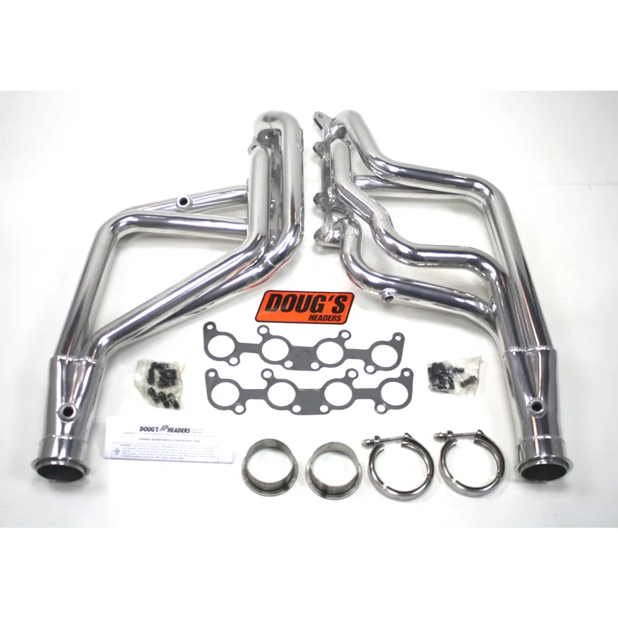 Long Tube Header 65-73 Ford 5.0L Coyote Engine Swap 1 3/4" Primary 3" Collector Silver Ceramic Coated
