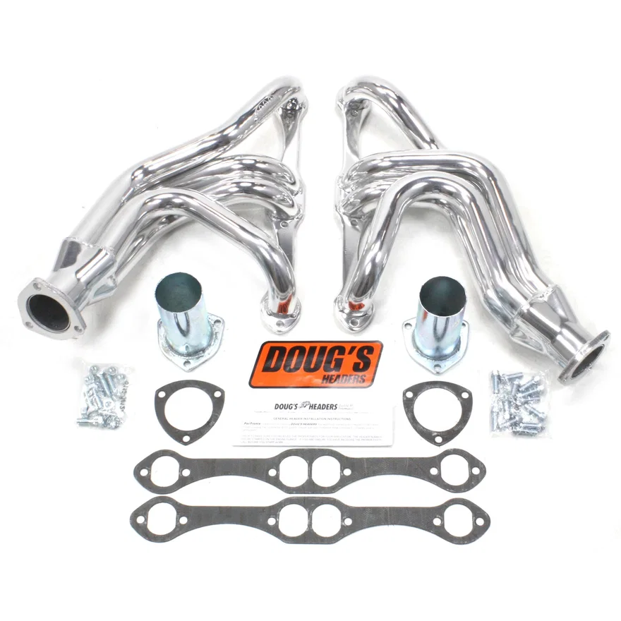 Mid Length Header 55-57 Chevy 265-400 SBC 1 5/8" Primary 2 1/2" Collector Silver Ceramic Coated