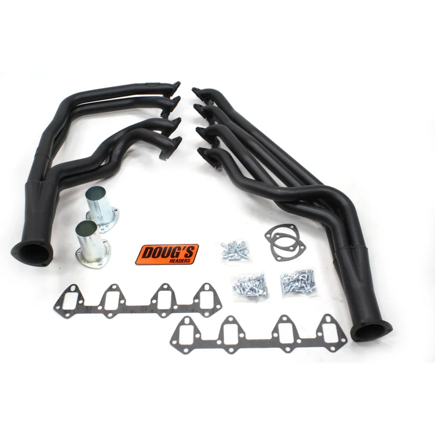 Long Tube Header 66-69 Ford 390-428 FE Motor Automatic Trans 1 3/4" Primary 3" Collector Black Hi Temp Coated