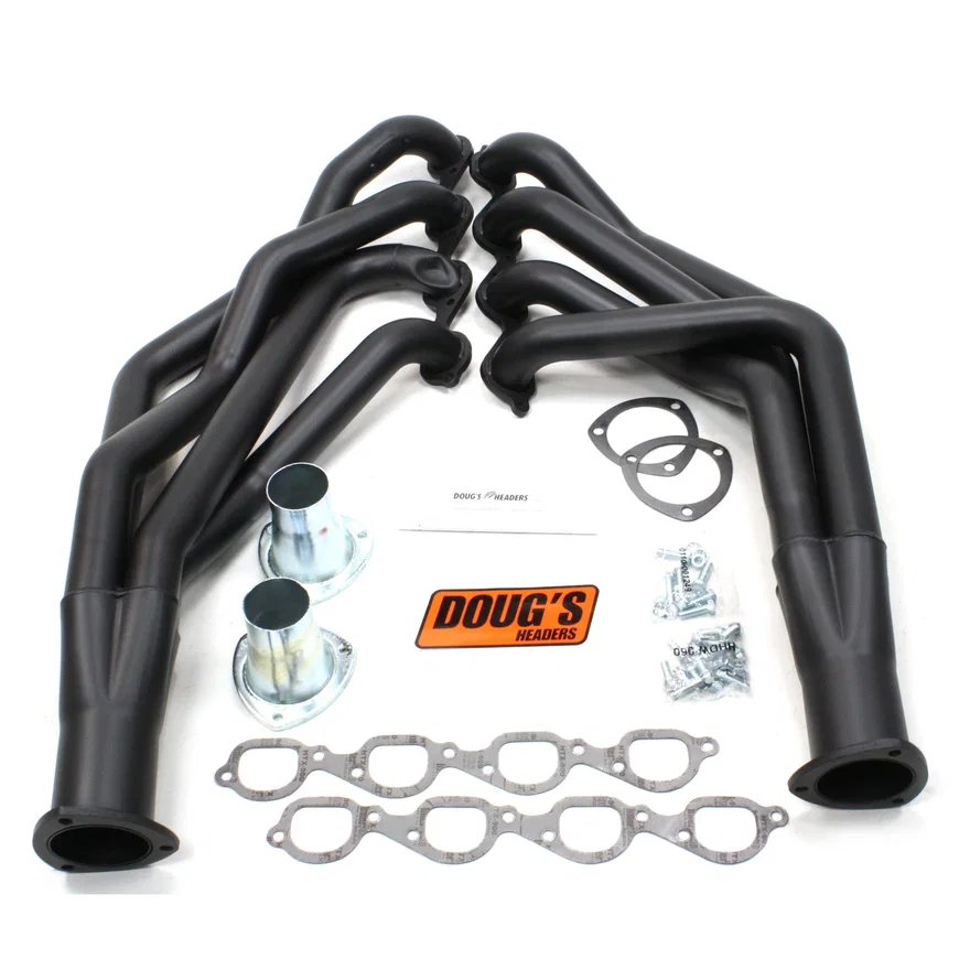 Long Tube Header 55-57 Chevy 572 BBC, 10.2" Tall deck  2 1/8" Primary 3 1/2" Collector Black Hi Temp Coated
