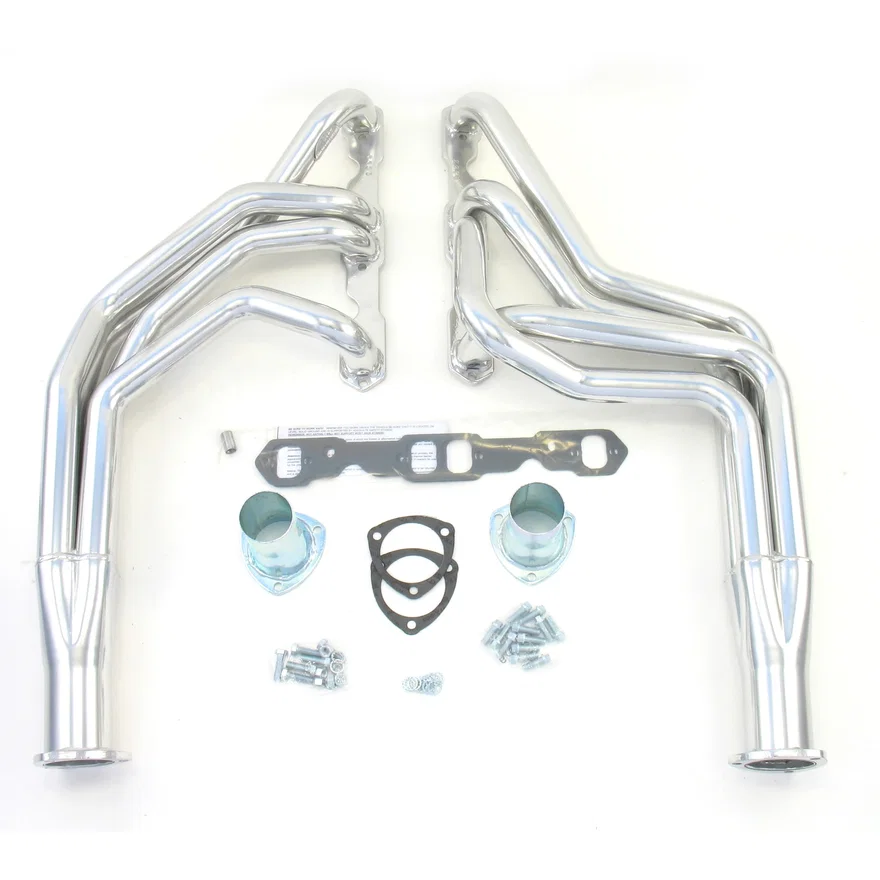 Long Tube Header 55-57 Chevy 265-400 SBC 1 3/4" Primary 3" Collector Silver Ceramic Coated