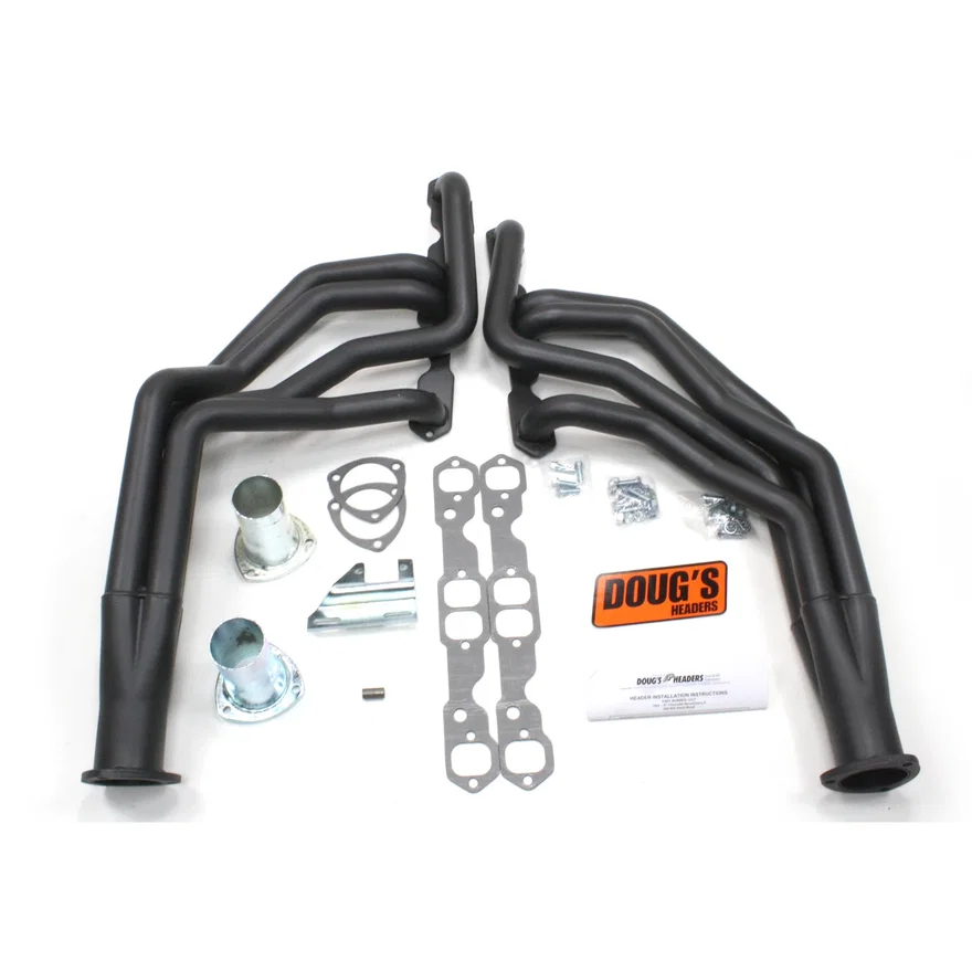 Long Tube Header 62-67 Nova 265-400 SBC Stock or Mustang II style suspension 1 3/4" Primary 3" Collector Black Hi Temp Coated for Chevrolet Chevy II