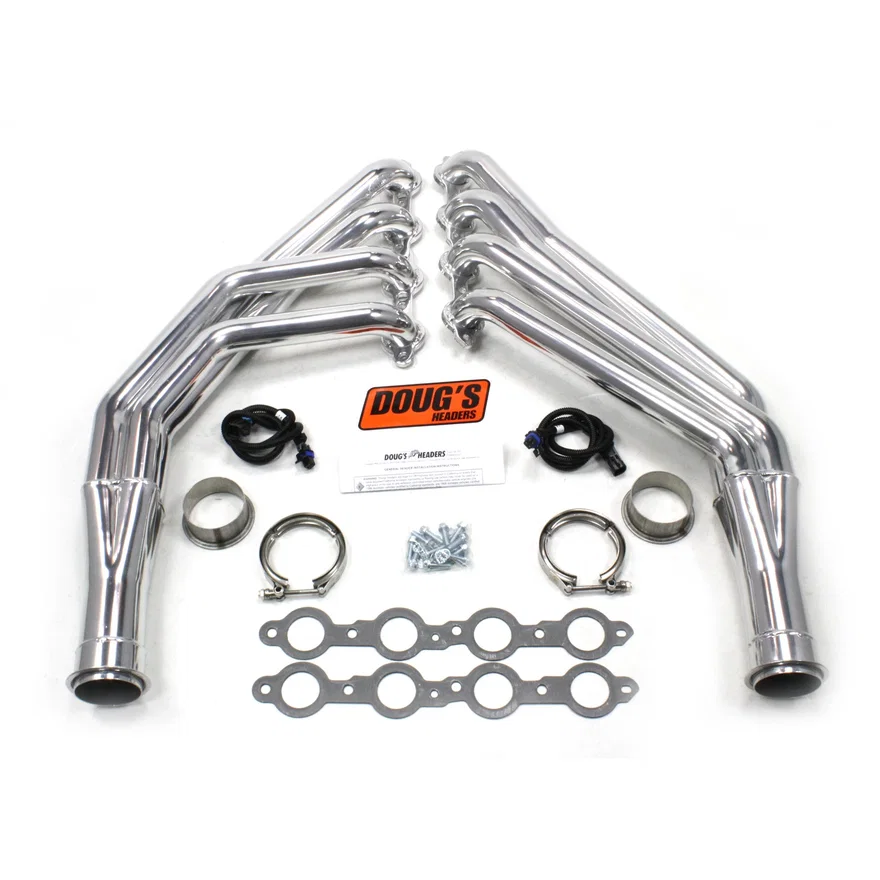 Long Tube Header 73-87 C10 4.8-6.2L LS Engine Swap 2WD 1 7/8" Primary 3" Collector Silver Ceramic Coated
