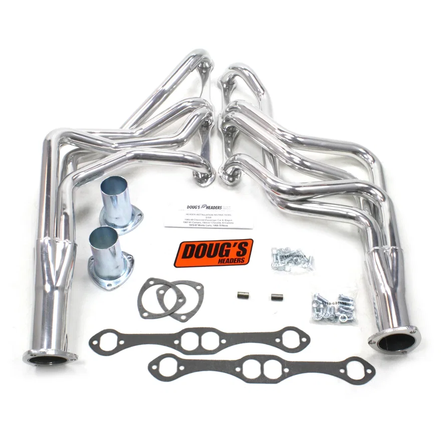 Long Tube Header 67-77 GM F, G, & A Body 265-400 SBC Non Cat, no EGR or A.I.R. 1 5/8" Primary 3" Collector Silver Ceramic Coated