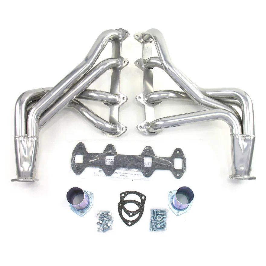Long Tube Header 65-76 F-100 352-390 FE Motor Non Cat, no EGR or A.I.R. 1 3/4" Primary 2" Collector Silver Ceramic Coated for Ford