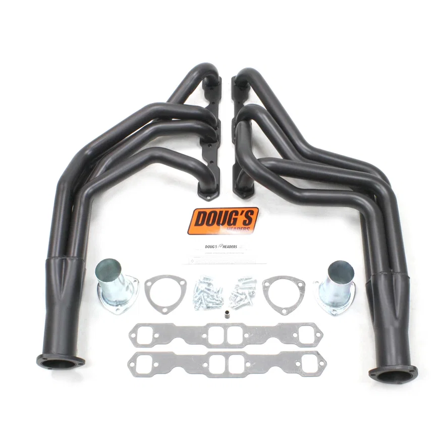 Long Tube Header 55-57 Chevy 265-400 SBC 1 3/4" Primary 3" Collector Black Hi Temp Coated