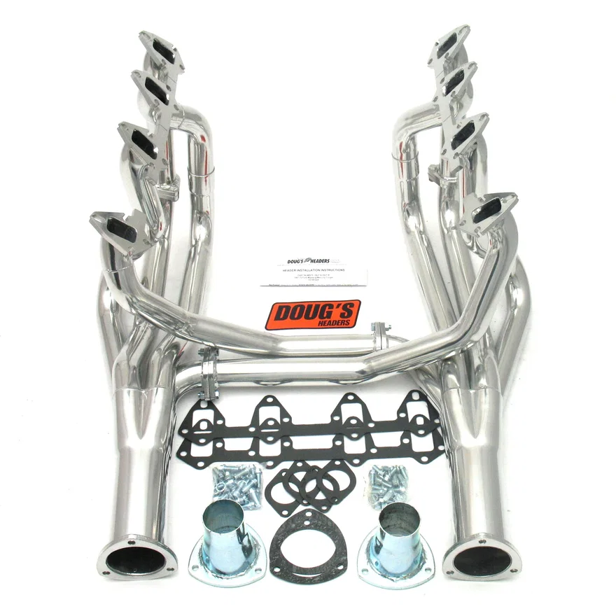 Long Tube Header 66-70 Ford 390-428 FE Motor 2" Primary 3 1/2" Collector Silver Ceramic Coated