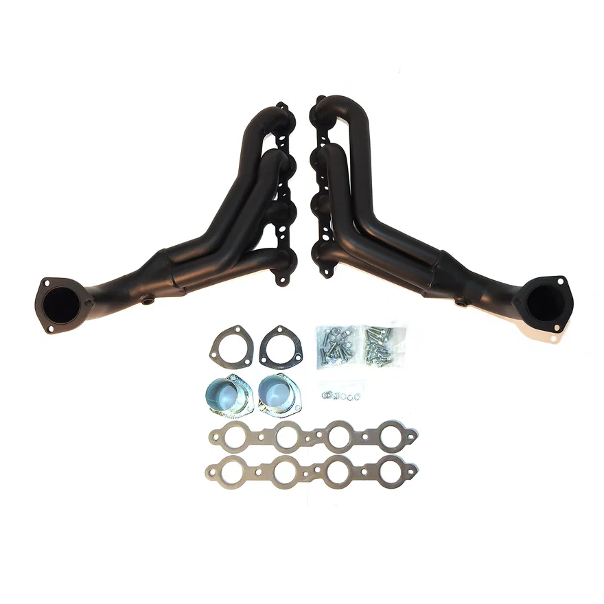Long Tube Header 58-64 Chevy 4.8-6.2L LS Engine Swap 1 3/4" Primary 2 1/2" Collector Black Hi Temp Coated