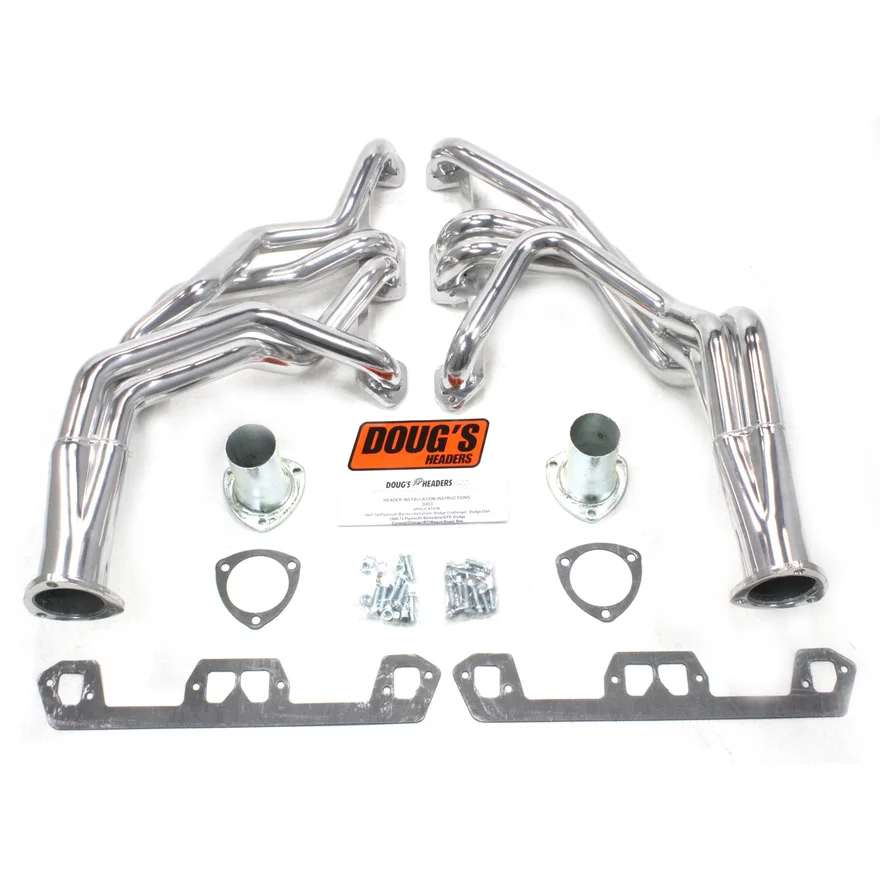Long Tube Header 68-74 Various Mopar 273-360 LA Motor 1 5/8" Primary 3" Collector Silver Ceramic Coated