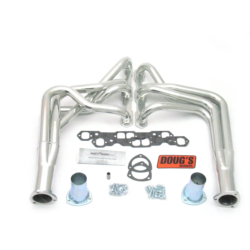 Long Tube Header 70-81 GM F Body 265-400 SBC 1 3/4" Primary 3" Collector Silver Ceramic Coated