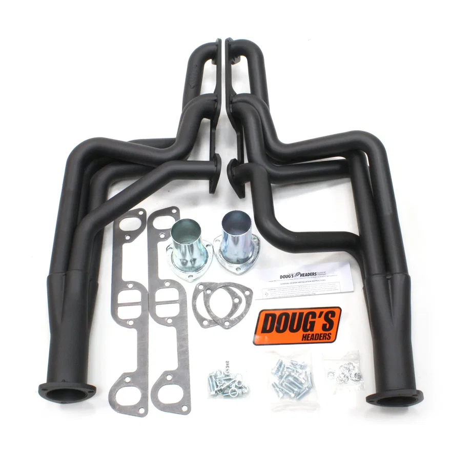 Long Tube Header 64-67 GTO 326-455 1 3/4" Primary 3" Collector Black Hi Temp Coated for Pontiac