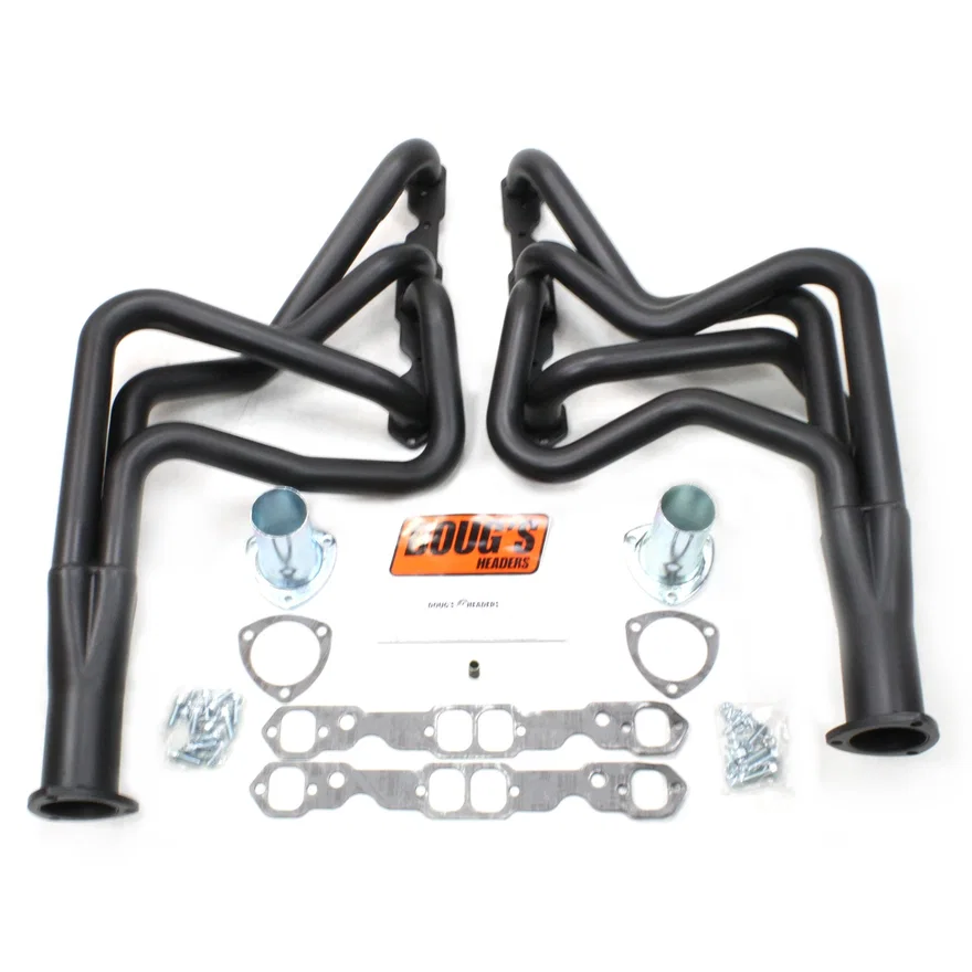 Long Tube Header 64-75 GM A Body 265-400 SBC 1 3/4" Primary 3" Collector Black Hi Temp Coated for Chevrolet