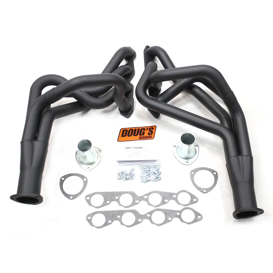 Long Tube Header 68-77 GM A Body 396-502 BBC Non Cat, no EGR or A.I.R. 2 1/8" Primary 3 1/2" Collector Black Hi Temp Coated for Chevrolet
